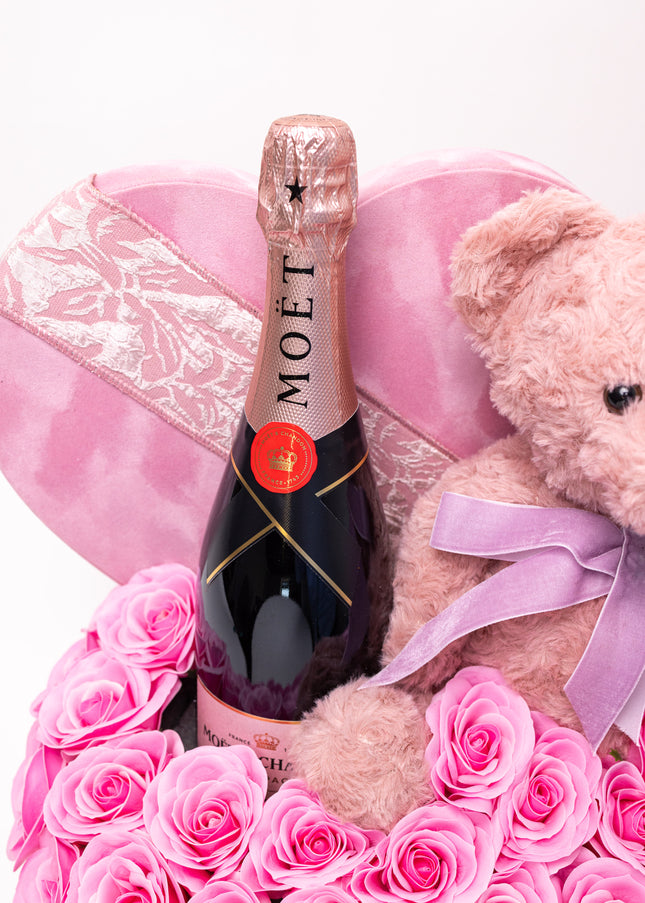 Aranjament de Lux Inima Catifea „L'Amour de Moët”