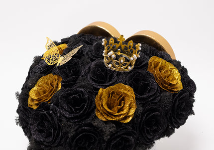 Aranjament de Lux "Midnight Royalty Heart" cu Coronetă