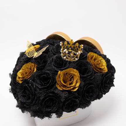 Aranjament de Lux "Midnight Royalty Heart" cu Coronetă