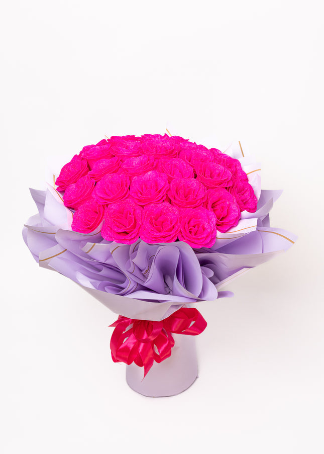 Buchet Gigant "Pink Orchid" cu 69 Trandafiri și Sclipici