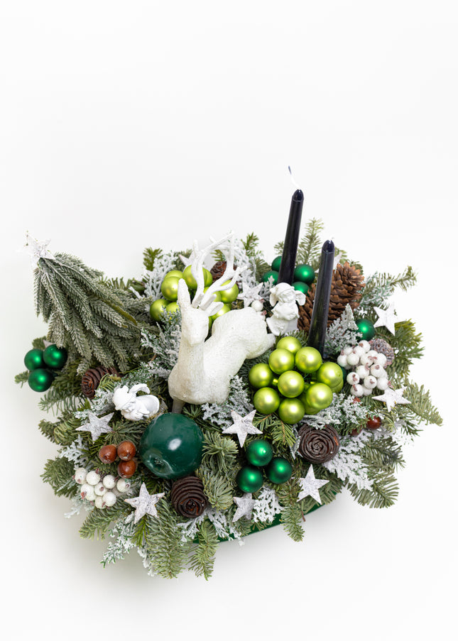 Aranjament Festiv „Emerald Forest & White Deer”