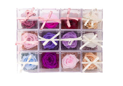 Aranjament de Lux "Amethyst Cube Muse" cu Trandafir Criogenat