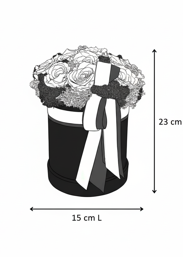 Aranjament Lux 7 Trandafiri Criogenați Roșii, Cutie Catifea