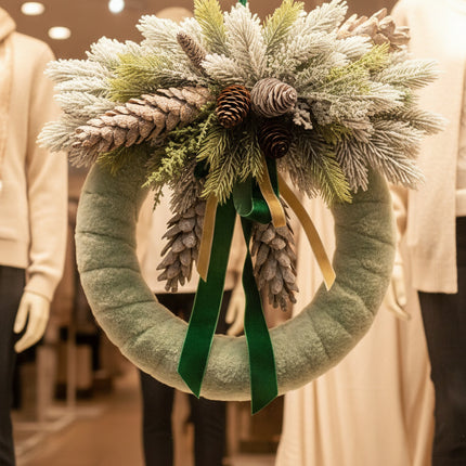 Coroniță Crăciun "Sage Velvet" din Brad Artificial 4D