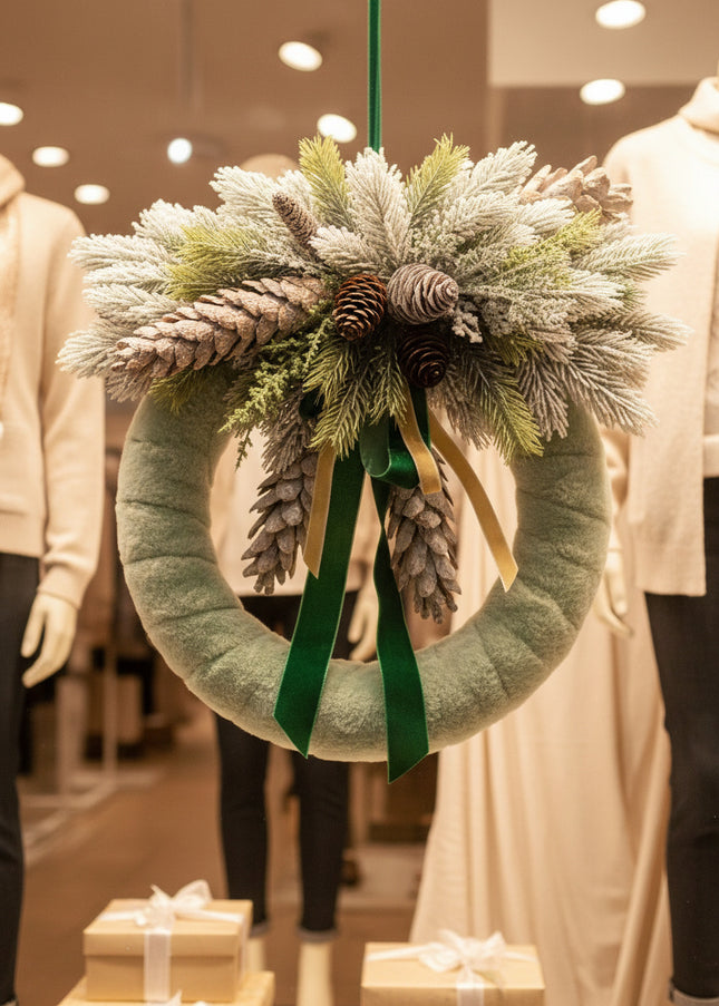 Coroniță Crăciun "Sage Velvet" din Brad Artificial 4D