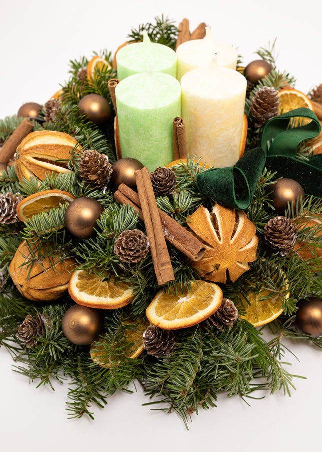 Aranjament Crăciun Advent "Citrus Joy" din brad Nobilis