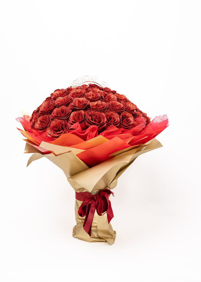 Buchet Gigant "Birthday Girl" cu 101 Trandafiri și Sclipici