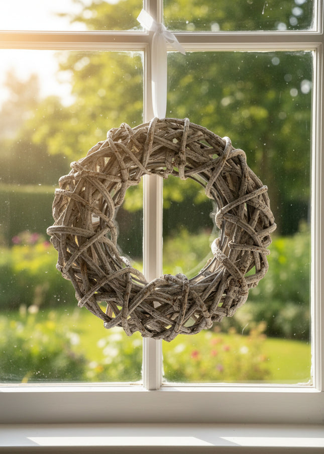 Coroniță din Răchită Albă Împletită – Bază Decorativă Naturală pentru Aranjamente Handmade