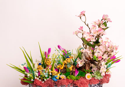 Aranjament floral de Paște „Spring Story” – decor vesel de primăvară