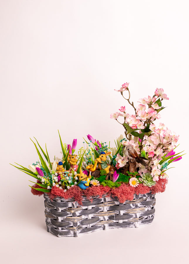 Aranjament floral de Paște „Spring Story” – decor vesel de primăvară