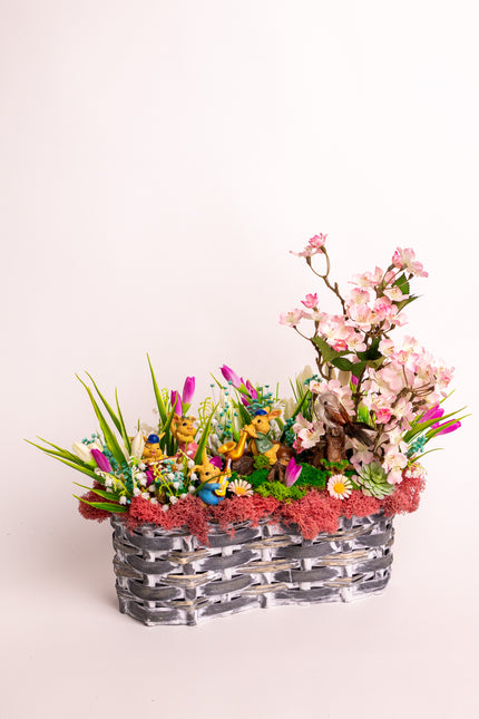 Aranjament floral de Paște „Spring Story” – decor vesel de primăvară