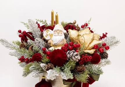 Aranjament Crăciun "Golden Santa" cu Magnolie Aurie