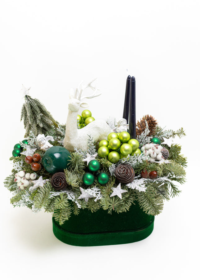 Aranjament Festiv „Emerald Forest & White Deer”