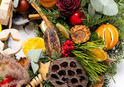 Coroniță Crăciun "Artisan Botanical" cu Flori din Lemn