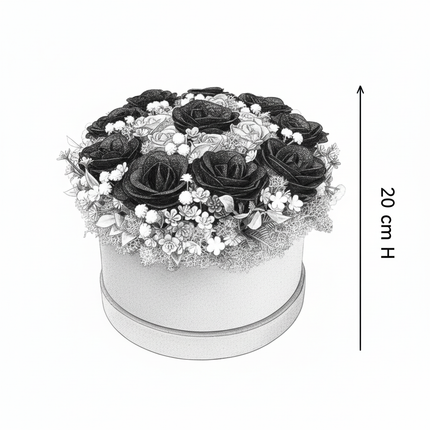 Aranjament Lux Trandafiri Săpun Negri Glitter & Galbeni