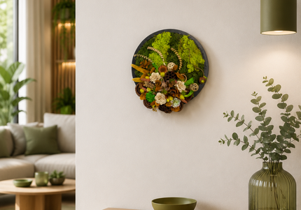 Tablou decorativ „Nature Essence” – compoziție în tonuri de verde și crem