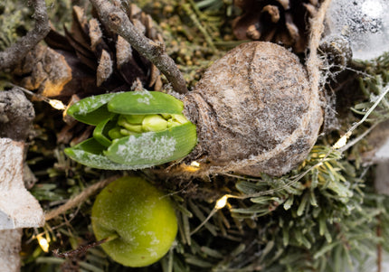 Coroniță de Crăciun Artizanală „Silver Frost & Natural Bark”