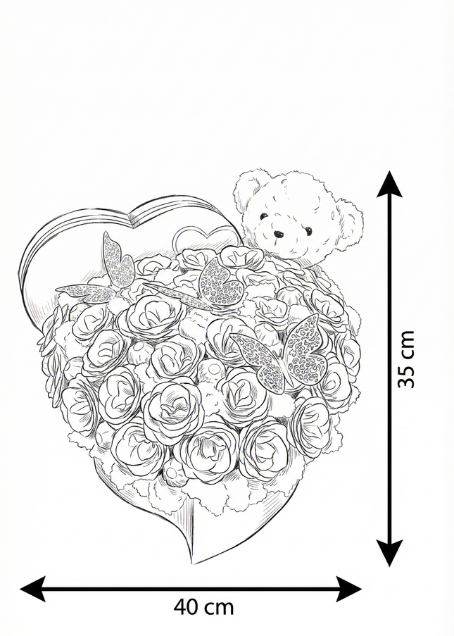 Aranjament de Lux Inima „Noir Imperial” cu Auriu și Ferrero