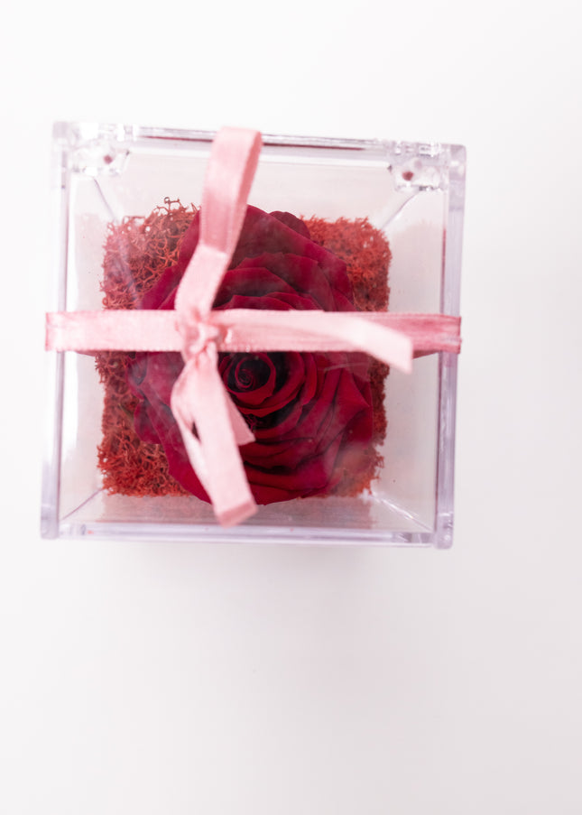 Aranjament de Lux "Amethyst Cube Muse" cu Trandafir Criogenat