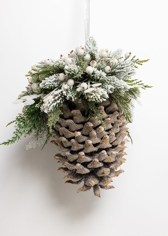 Ornament de Crăciun Premium „Frosty White Pinecone”