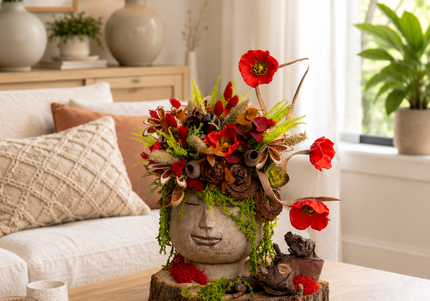 Aranjament floral „Lady Poppy” – design artistic cu maci roșii