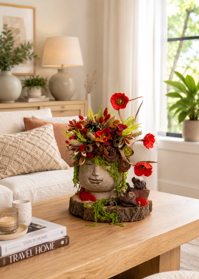 Aranjament floral „Lady Poppy” – design artistic cu maci roșii