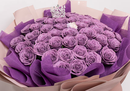 Buchet Gigant "Lavender Majesty" cu 101 Trandafiri și Tiară