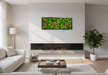Tablou Biophilic Vertical „Vertical Forest Stream” – Panou Handmade XXL cu Mușchi Stabilizați și Relief Botanic Premium