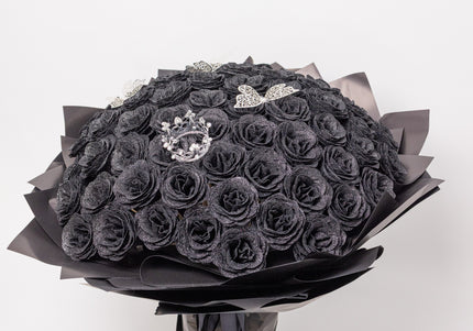 Buchet Gigant "Midnight Empress" 101 Trandafiri și Coroană