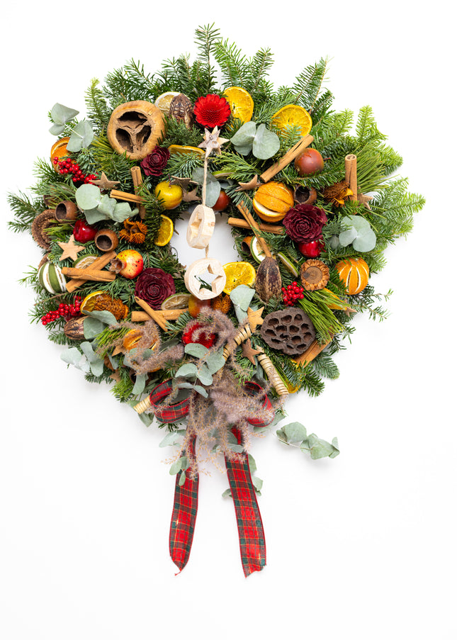 Coroniță Crăciun "Artisan Botanical" cu Flori din Lemn