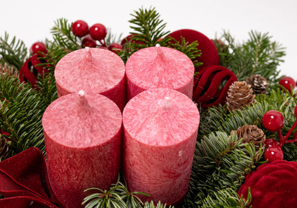 Aranjament Crăciun Advent "Velvet Crimson" din brad Nobilis