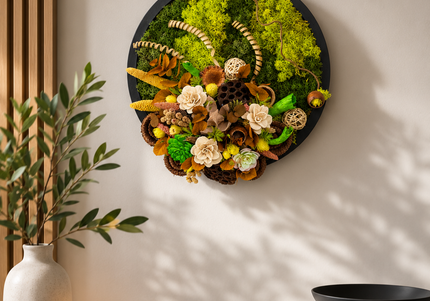 Tablou decorativ „Nature Essence” – compoziție în tonuri de verde și crem