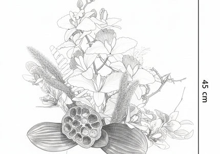 Aranjament Floral „Emerald Orchid” în Vas Ceramic Alb – Compoziție Handmade cu Orhidee Verzi, Lotus și Accente Naturale