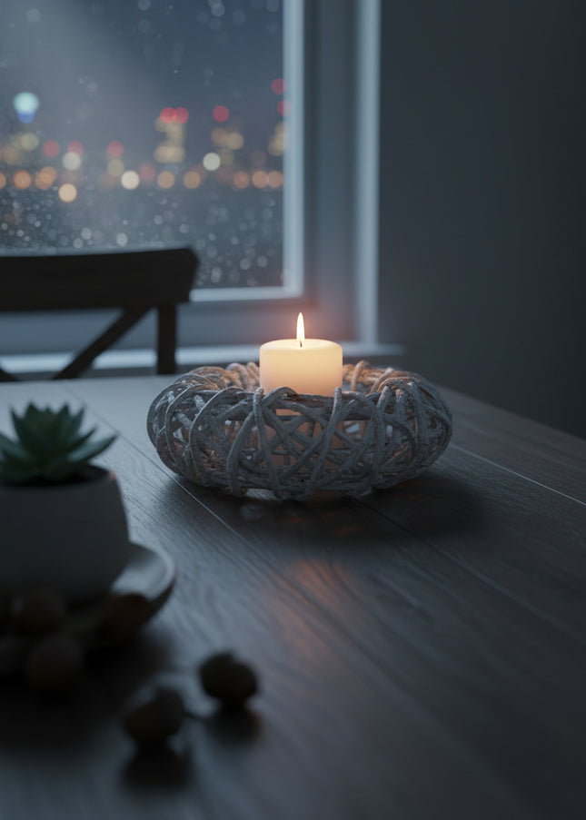 Coroniță din Răchită Albă Împletită – Bază Decorativă Naturală pentru Aranjamente Handmade
