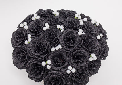 Aranjament "Black Diamond" în Cutie Inimă Albă