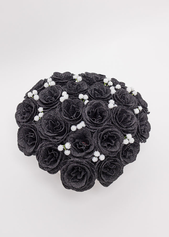 Aranjament "Black Diamond" în Cutie Inimă Albă
