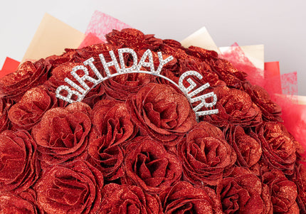 Buchet Gigant "Birthday Girl" cu 101 Trandafiri și Sclipici