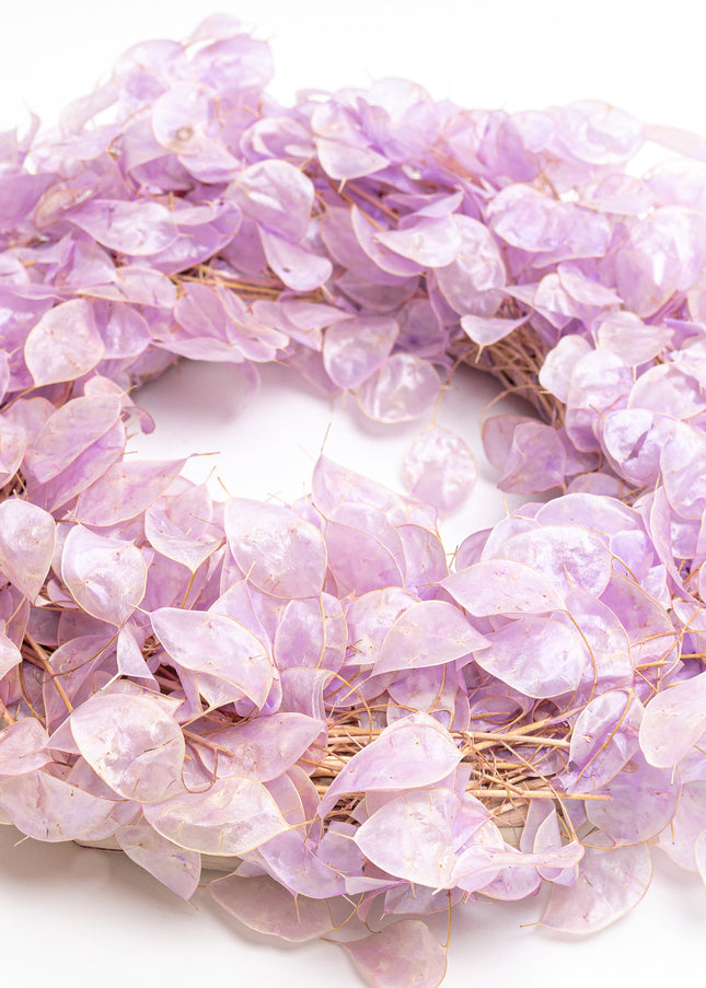 Coroniță Decorativă din Lunaria Mov – Aranjament Natural din Plante Uscate