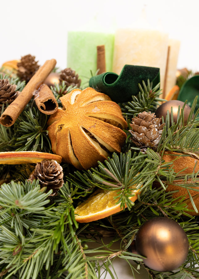 Aranjament Crăciun Advent "Citrus Joy" din brad Nobilis