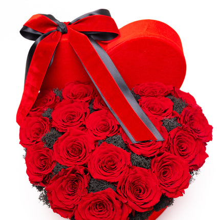 Aranjament Inimă Lux 21 Trandafiri Criogenați Roșii