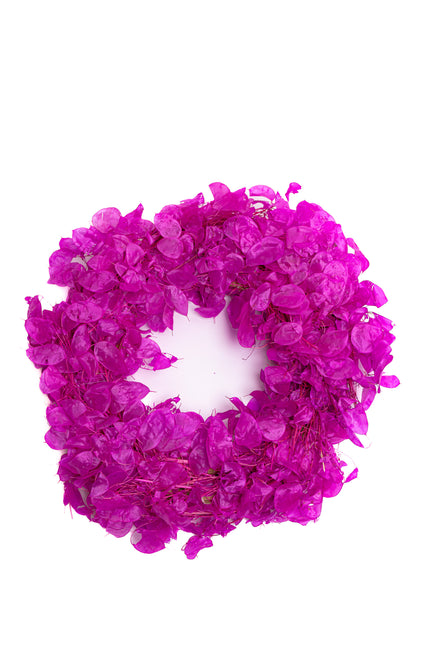 Coroniță Decorativă Lunaria Fucsia – Aranjament din Plante Naturale Uscate, Magenta Vibrant