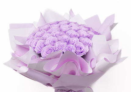 Buchet Gigant "Lavender Dream" cu 59 Trandafiri Mov Pastel