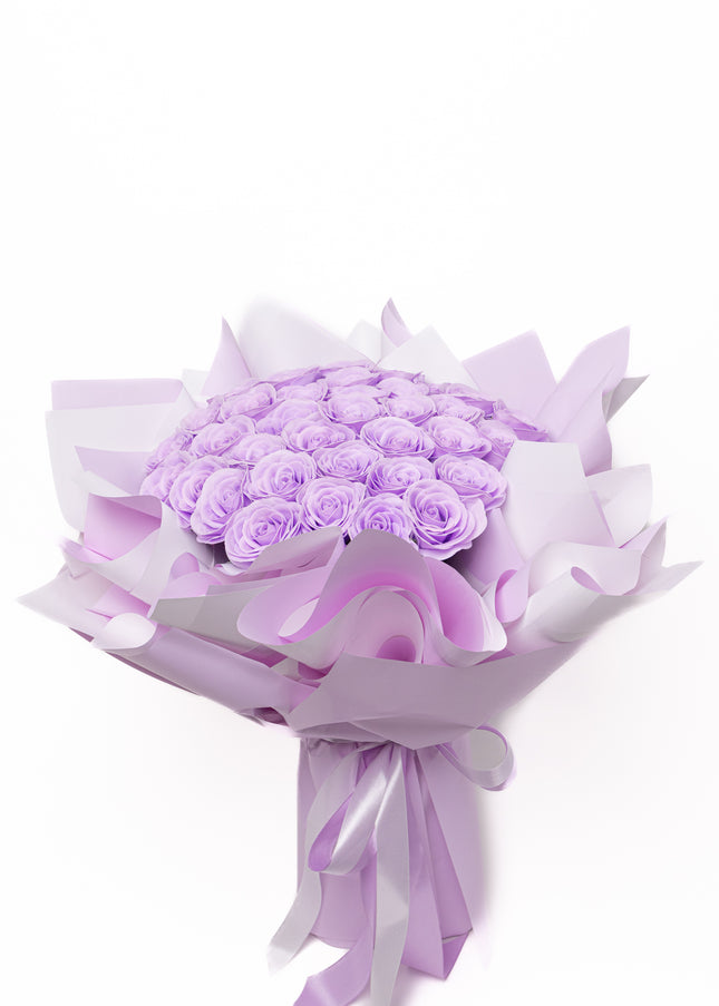 Buchet Gigant "Lavender Dream" cu 59 Trandafiri Mov Pastel