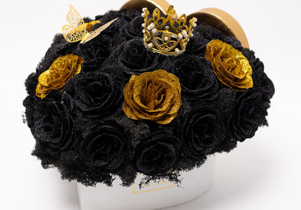 Aranjament de Lux "Midnight Royalty Heart" cu Coronetă
