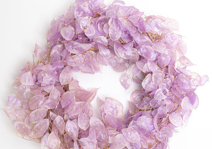 Coroniță Decorativă din Lunaria Mov – Aranjament Natural din Plante Uscate
