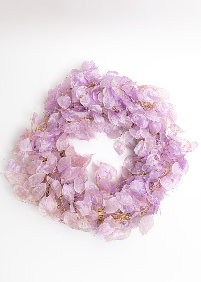 Coroniță Decorativă din Lunaria Mov – Aranjament Natural din Plante Uscate