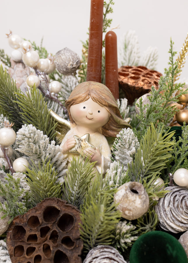 Aranjament Crăciun "Emerald Angel" în Vas Ceramic