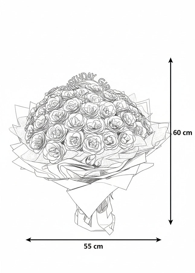 Buchet Gigant "Birthday Girl" cu 101 Trandafiri și Sclipici