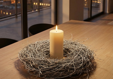 Coroniță din Răchită Vopsită Gri Silver – Bază Aranjament Floral Rustic-Modern