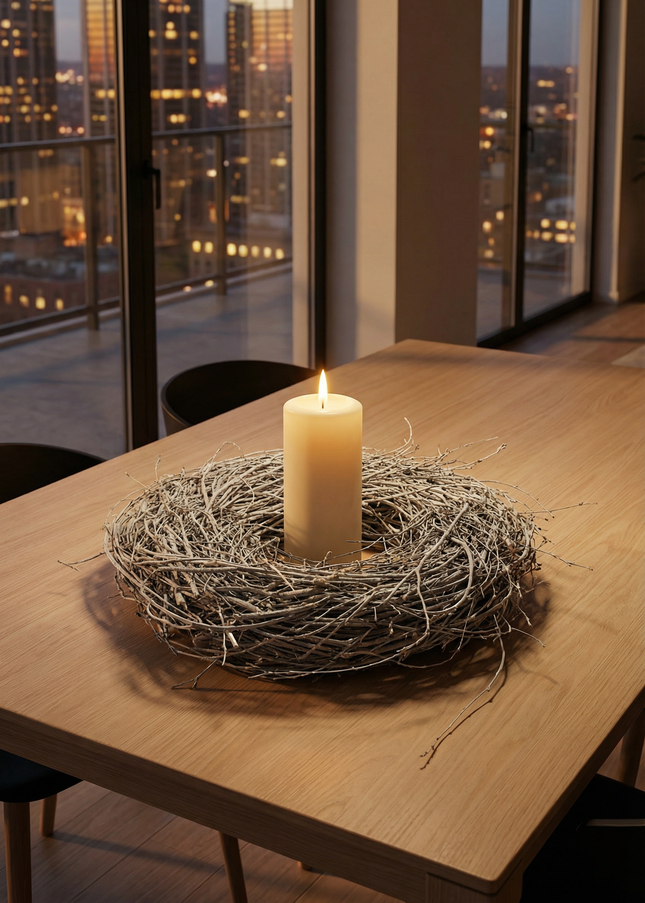 Coroniță din Răchită Vopsită Gri Silver – Bază Aranjament Floral Rustic-Modern